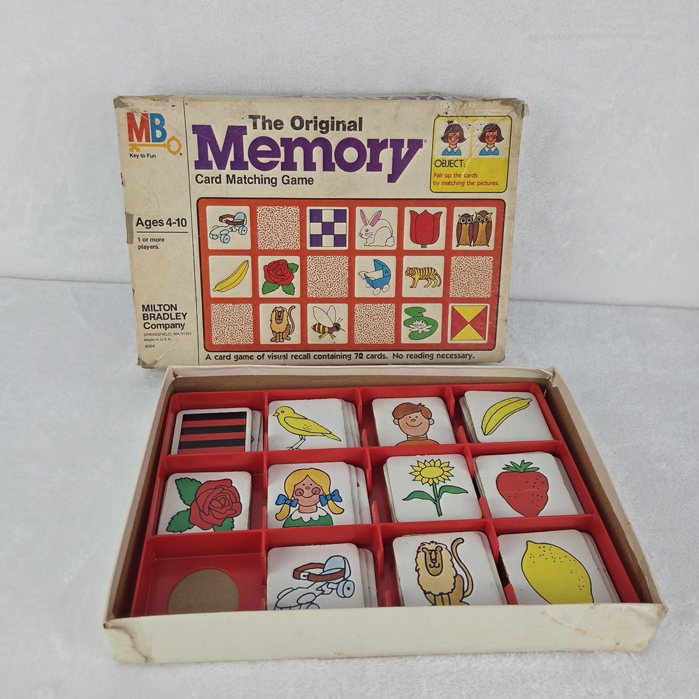 Vintage 1980 Milton Bradley The Original Memory Game 4664 35 Pairs 70 Cards - Picture 2 of 14
